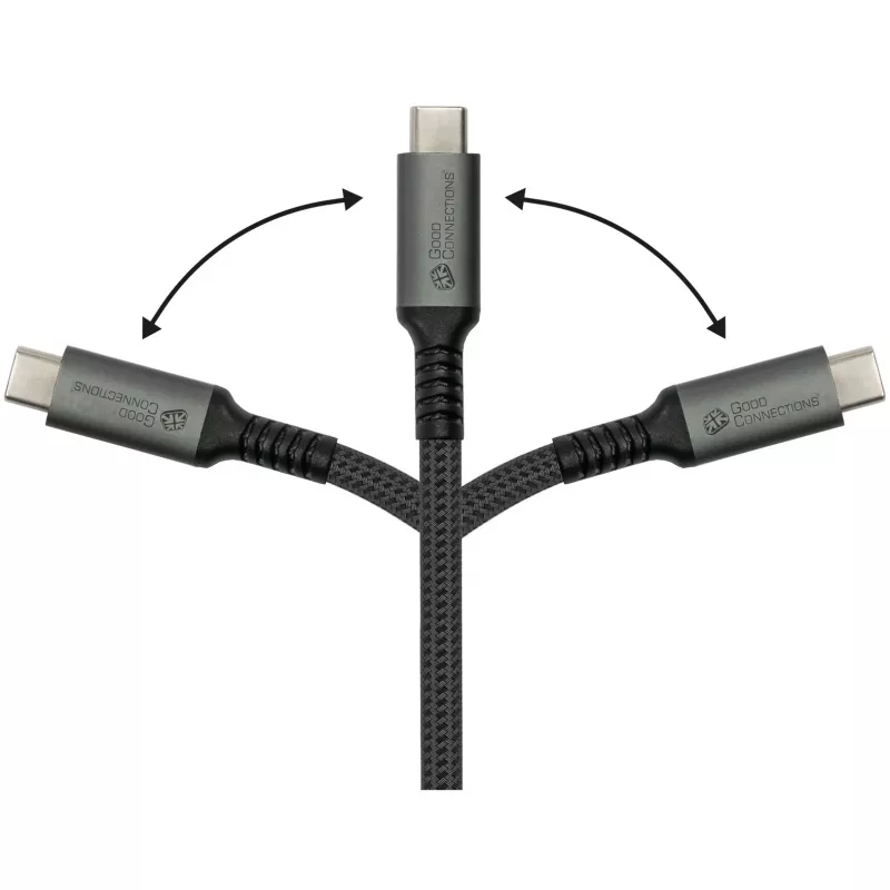 GoodConnections USB-C 2.0 (ST-ST) 3m Connection Cable Textile Jacket 240W Anthracite