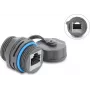 Delock RJ45 Female to RJ45 Female Cable Connector Cat.6A with M23.5 x 1.5 mm Thread and Protective Cap IP68 Dustproof and Waterproof Grey (87157)