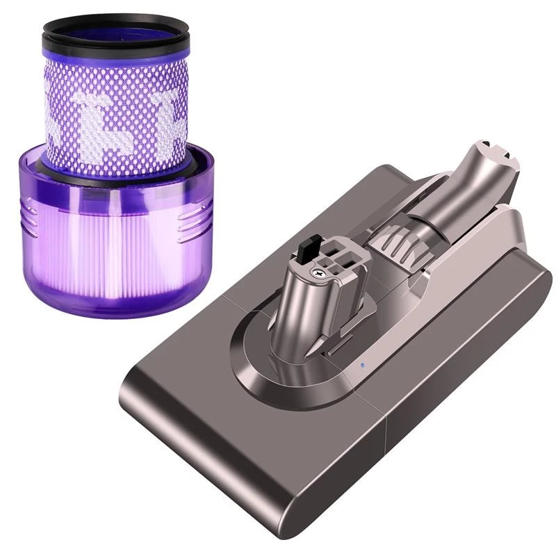 Extralink Replacement Battery and Filter for Dyson V11 V15 SV46 SV47, 25.2V 4000mAh Click-in Type