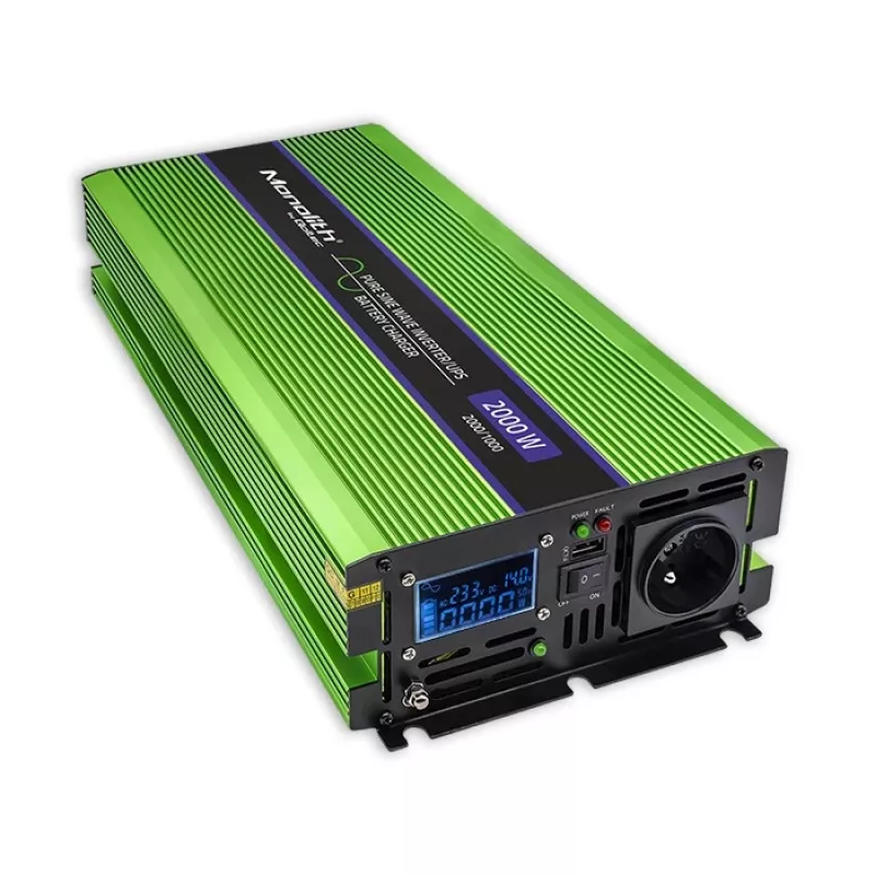 Qoltec Monolith Power Adapter/Inverter Auto 2000 W Green
