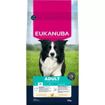 EUKANUBA Dry Dog Food for Adult Medium Breeds, Chicken, 15 kg