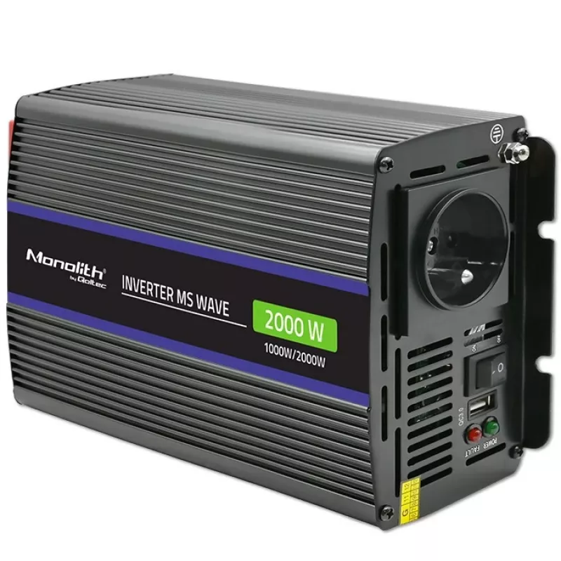 Qoltec Monolith 2000 MS Wave Voltage Converter 12V to 230V 1000/2000W USB