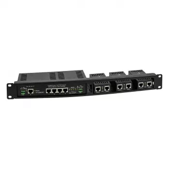 ALLNET 4-Port Gigabit LT-PoE 90W Unmanaged Switch with 19 inch 1HE Patch Panel