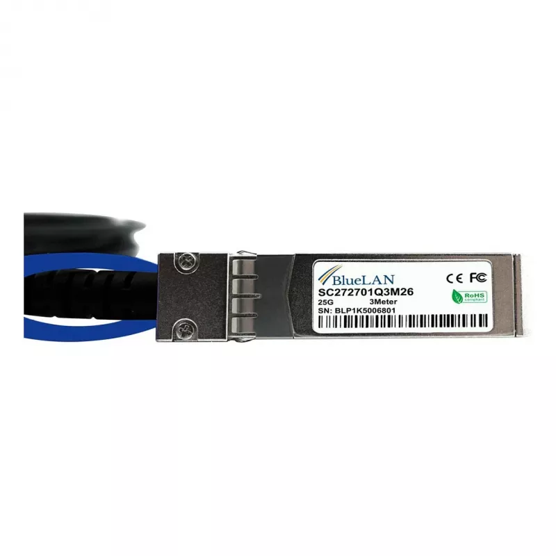 BlueOptics Networks 10521 Compatible BlueLAN 25GBASE-CR Passive SFP28 to SFP28 Direct Attach Cable, 3 Meter, AWG26