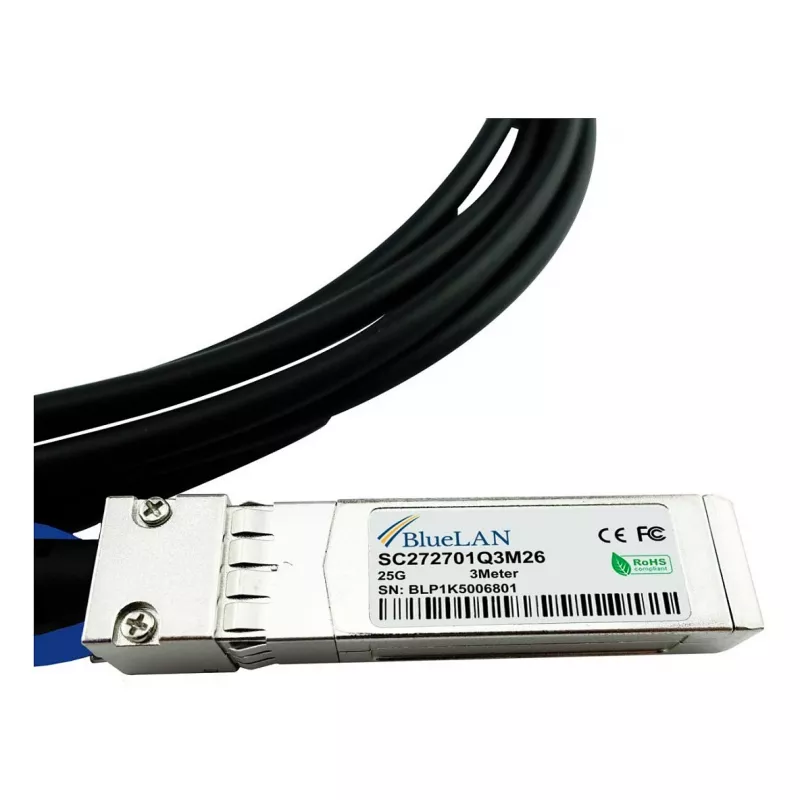 BlueOptics Networks 10521 Compatible BlueLAN 25GBASE-CR Passive SFP28 to SFP28 Direct Attach Cable, 3 Meter, AWG26