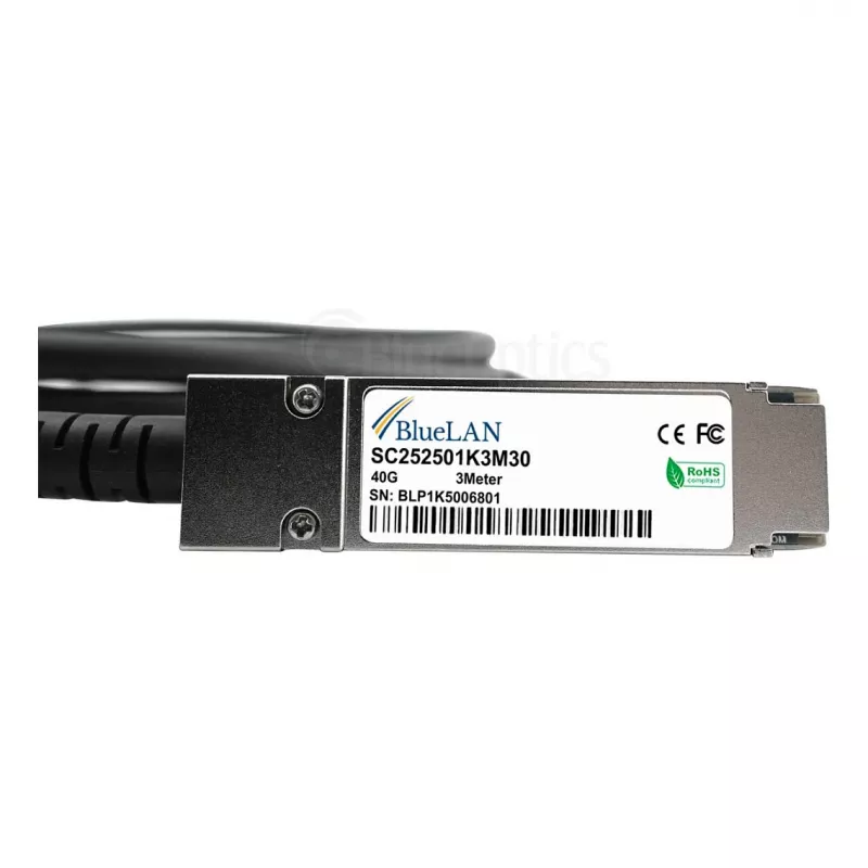 BlueOptics Networks 10313 Compatible BlueLAN DAC QSFP+ 40GBASE-CR4 Passive Direct Attach Cable, 3m (10313-BL)