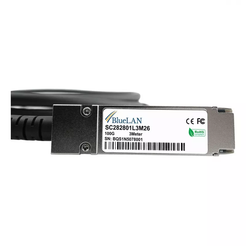 BLUELAN 10413-BL Compatible Extreme Networks QSFP28 Direct Attach Cable, 100GBASE-CR4, Infiniband EDR, 26AWG, 3m