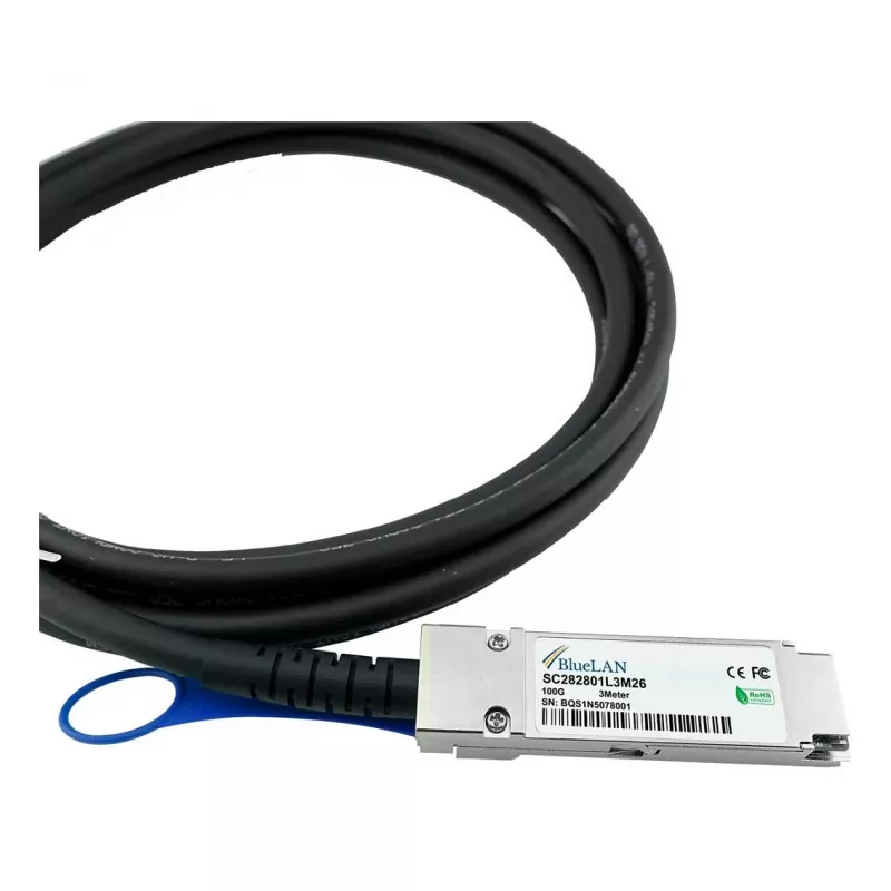 BLUELAN 10413-BL Compatible Extreme Networks QSFP28 Direct Attach Cable, 100GBASE-CR4, Infiniband EDR, 26AWG, 3m