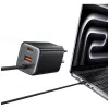 USAMS JC Series CC266 65W GaN Fast Charger 2xUSB-C 1xUSB-A with Built-in USB-C Cable 1.5m White