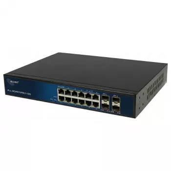 ALLNET ALL-SG8616PMJ-10G Layer 2+ Managed Switch, 16 Ports (12x GbE, 4x SFP+), PoE Budget 130W, 8x PoE+, Rackmount