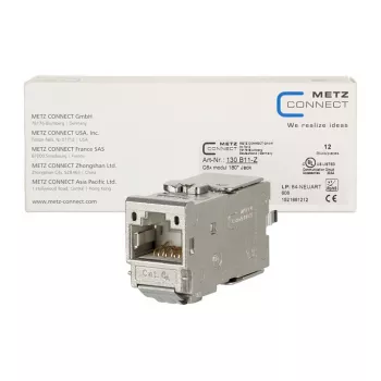 METZ CONNECT C6Amodul 180° RJ45 Keystone Module Cat.6A STP (12-Pack) - Metallic