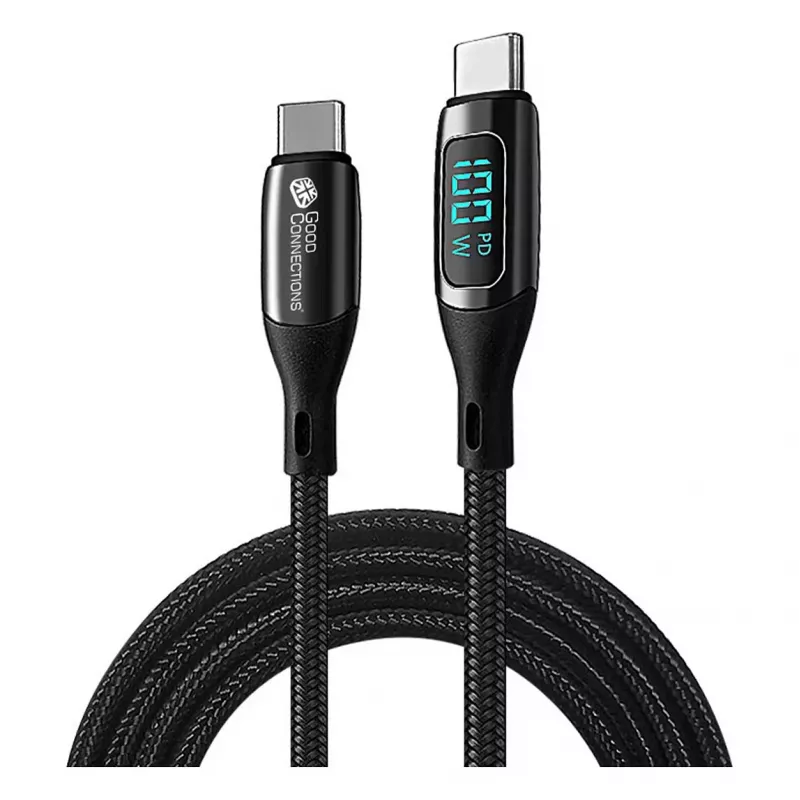 Good Connections USB 2.0 Charging and Data Cable 100W with Digital Display USB-C to USB-C 1m Black