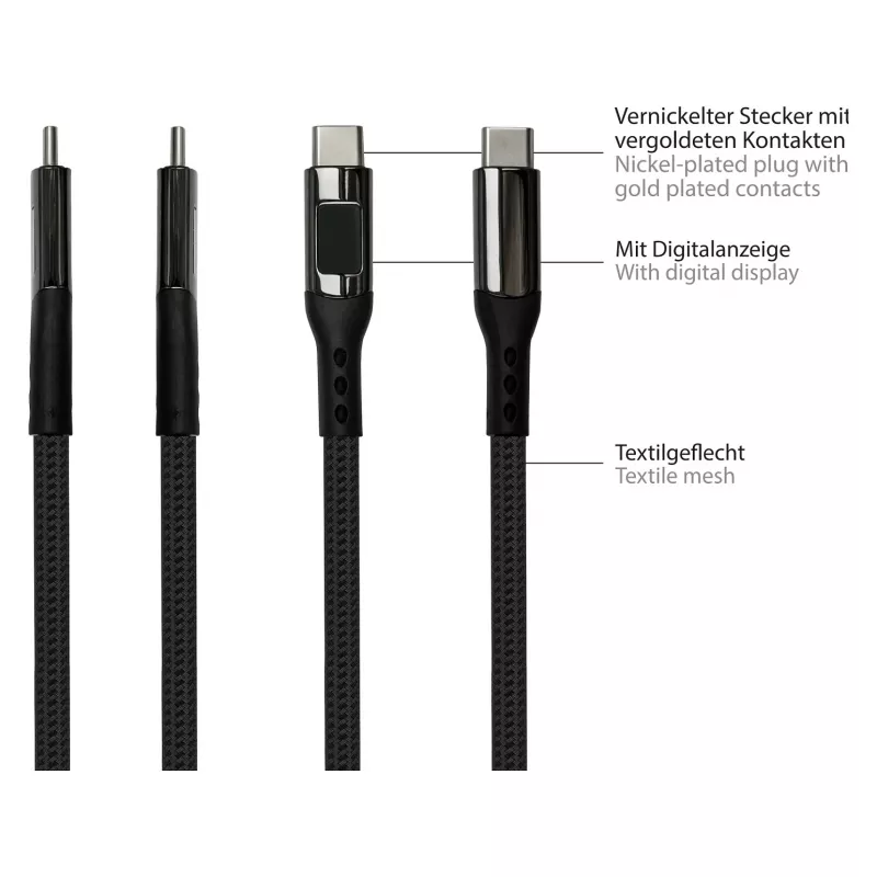 Good Connections USB 2.0 Charging and Data Cable 100W with Digital Display USB-C to USB-C 1m Black
