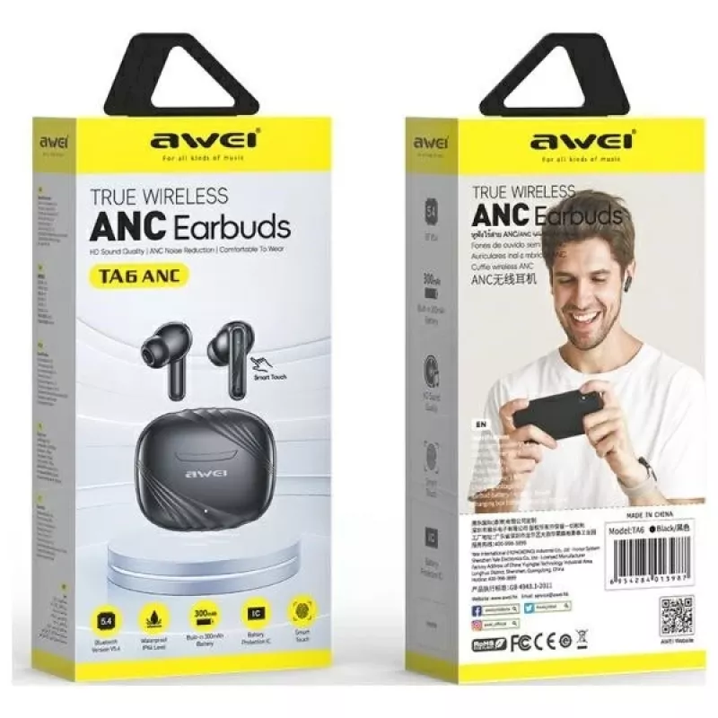 AWEI TA6 ANC Bluetooth Headphones Black