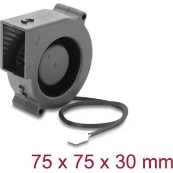 Delock Radial Blower Fan 12 V DC 75 x 75 x 30 mm with 3-Pin Fan Connector, Black (67495)