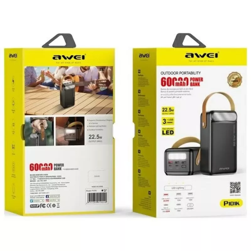 AWEI PowerBank P101K 60000mAh 22.5W Black