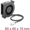 Delock Radial Fan / Blower Fan 12 V DC 60 x 60 x 15 mm with 3-Pin Fan Connector, Black (67491)