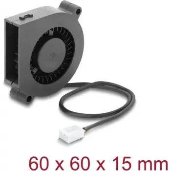 Delock Radial Fan / Blower Fan 12 V DC 60 x 60 x 15 mm with 3-Pin Fan Connector, Black (67491)