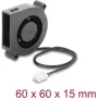 Delock Radial Fan / Blower Fan 12 V DC 60 x 60 x 15 mm with 3-Pin Fan Connector, Black (67491)