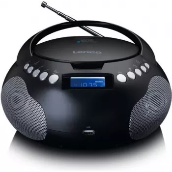 Lenco SCD-331BK Portable CD Radio with Bluetooth, USB, FM Radio, LCD Display, Black