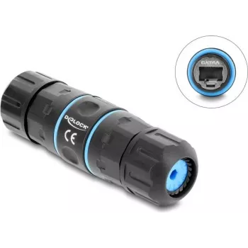 Delock RJ45 Female to RJ45 Female Cable Connector Cat.6A with M20 x 1.5 mm Thread Short Design IP68 Dustproof and Waterproof (90658)