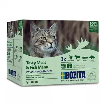 BOZITA Tasty Meat & Fish Menu in Jelly - Wet Cat Food - 12 x 85g
