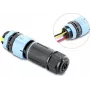 Delock Cable Connector with Bayonet Lock 3 Pin Male to Female with Housing for Panel Mount, IP68 Waterproof for Cable Diameter 5 - 9 mm, incl. Seal for 9 - 12 mm Tool-free Black (87250)