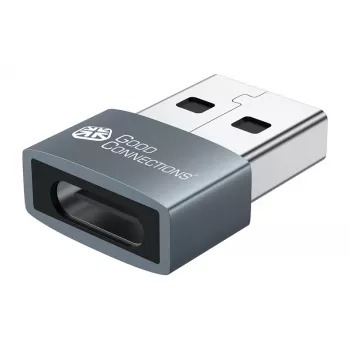 Good Connections USB 2.0 Adapter USB-A Male to USB-C Female Aluminium Housing Grey 2-Pack