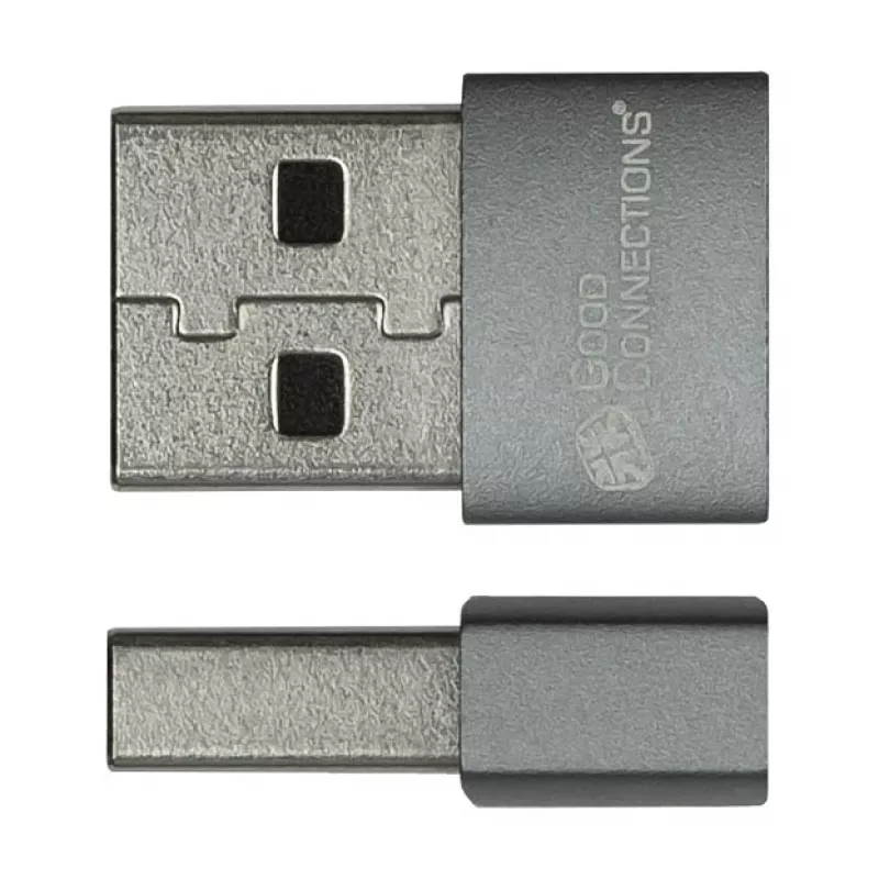Good Connections USB 2.0 Adapter USB-A Male to USB-C Female Aluminium Housing Grey 2-Pack