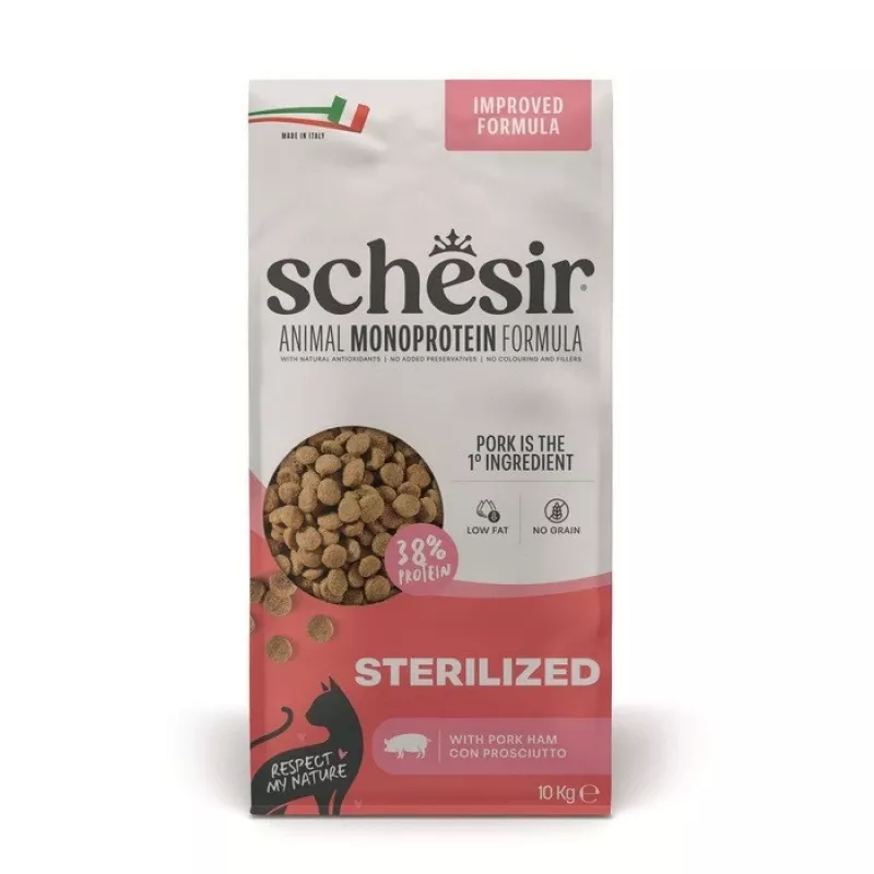SCHESIR Sterilized with Ham Dry Cat Food 10kg