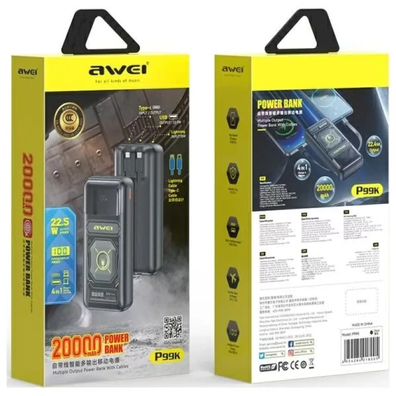 AWEI PowerBank P99K 20000mAh 22.5W Black