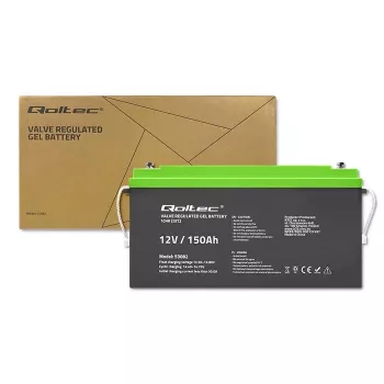 Qoltec 12V 150Ah Gel Battery (GEL) - VRLA, Maintenance-Free, 41.8kg