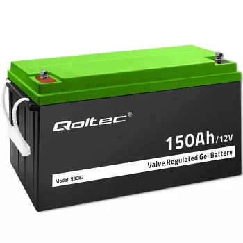 Qoltec 12V 150Ah Gel Battery (GEL) - VRLA, Maintenance-Free, 41.8kg