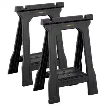 STANLEY Rack-horse Junior 2 pcs. Sawhorse Twin Pack, 360 kg Load Capacity, Foldable, Black/Yellow