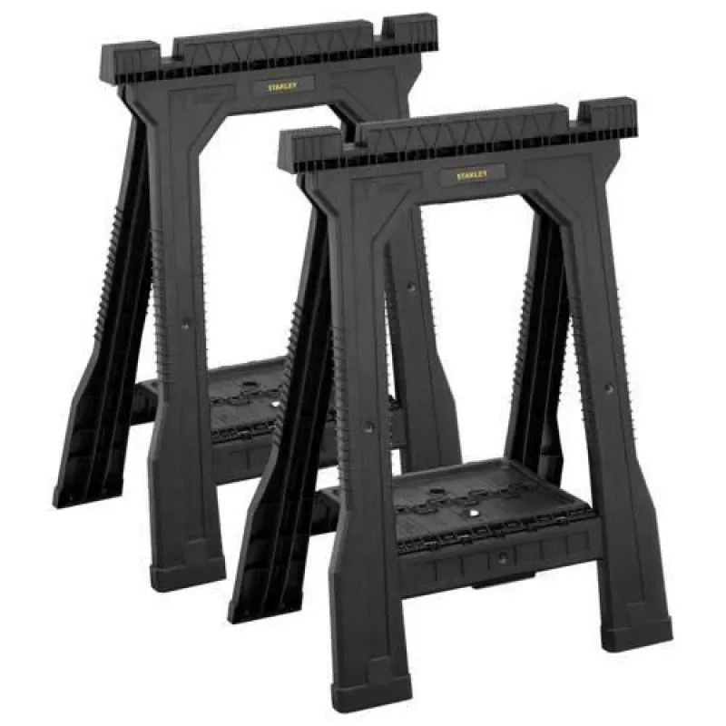 STANLEY Rack-horse Junior 2 pcs. Sawhorse Twin Pack, 360 kg Load Capacity, Foldable, Black/Yellow