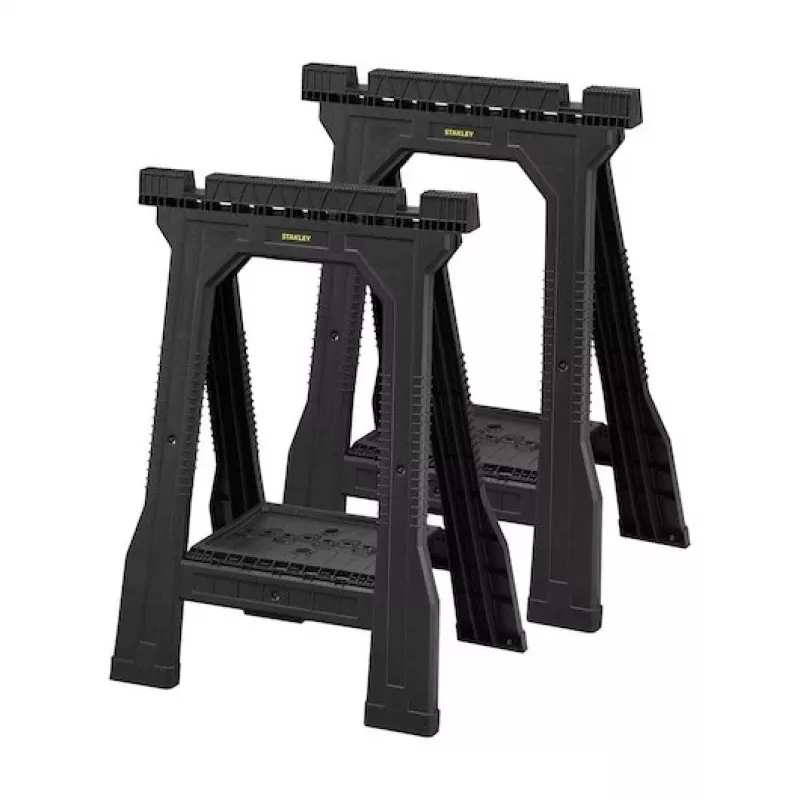 STANLEY Rack-horse Junior 2 pcs. Sawhorse Twin Pack, 360 kg Load Capacity, Foldable, Black/Yellow