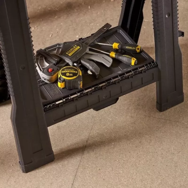 STANLEY Rack-horse Junior 2 pcs. Sawhorse Twin Pack, 360 kg Load Capacity, Foldable, Black/Yellow