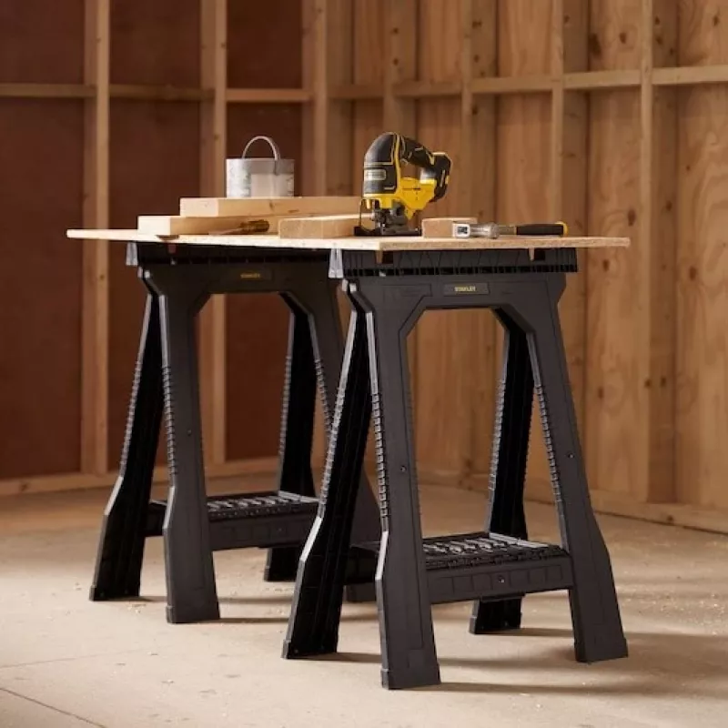 STANLEY Rack-horse Junior 2 pcs. Sawhorse Twin Pack, 360 kg Load Capacity, Foldable, Black/Yellow