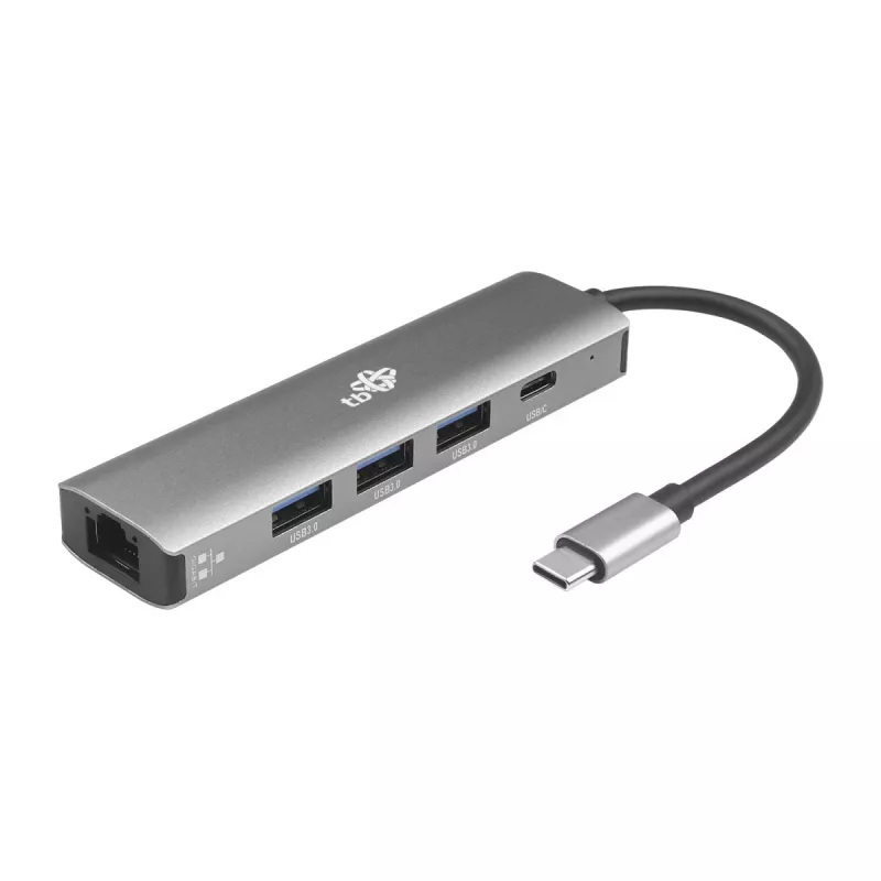 TB USB-C to RJ45 Gigabit Ethernet Adapter with 3x USB-A 3.0 and USB-C PD 100W, Space Grey