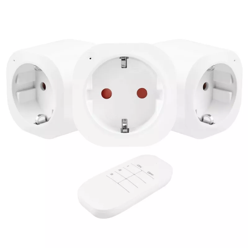 GREENBLUE GB313 F Remote-Controlled 3-Outlet Power Strip with 433.92 MHz RF Remote, 2300W, Type F