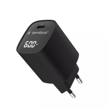 Gembird TA-UC-1C-PD60LCD-01-BK 60W USB Type-C Fast Charger with LCD Display, Black