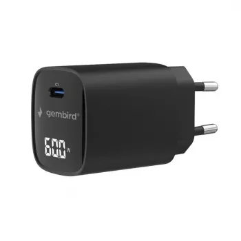 Gembird TA-UC-1C-PD60LCD-01-BK 60W USB Type-C Fast Charger with LCD Display, Black