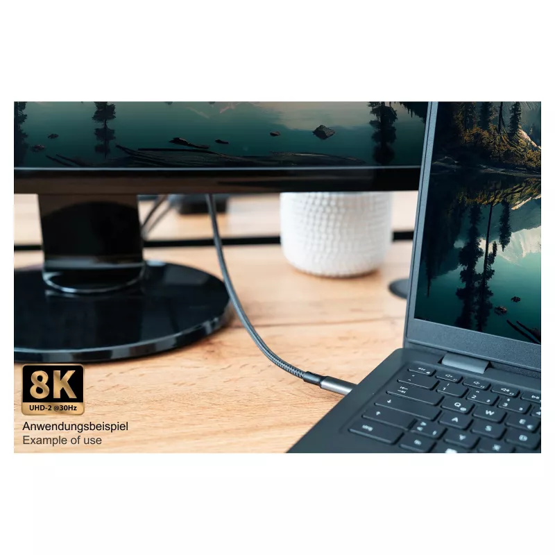 GoodConnections USB-C 4.0 (ST-ST) 1m Braided Cable 100W 8K 30Hz Anthracite