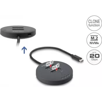 Delock USB 20 Gbps M.2 Docking Station for 2 x M.2 NVMe PCIe SSD with Clone Function