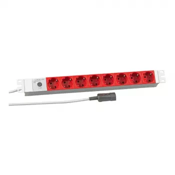 EFB Elektronik Koop PROFIversal Power Strip (Rack-Mountable) - 8 x Schuko Outlets, IEC C14 Input, 250 V, 10 A, 2500 W, 1U, Black