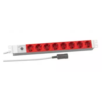 EFB Elektronik Koop PROFIversal Power Strip (Rack-Mountable) - 8 x Schuko Outlets, IEC C14 Input, 250 V, 10 A, 2500 W, 1U, Black