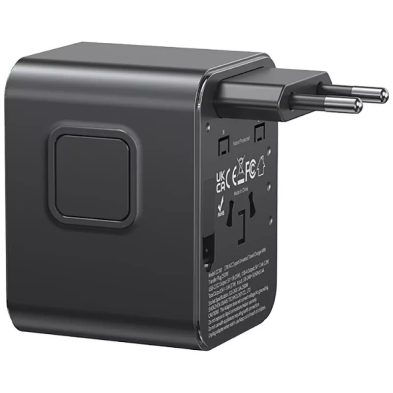 USAMS Travel Adapter CC308 17W 4in1 US/AU/EU/UK Black