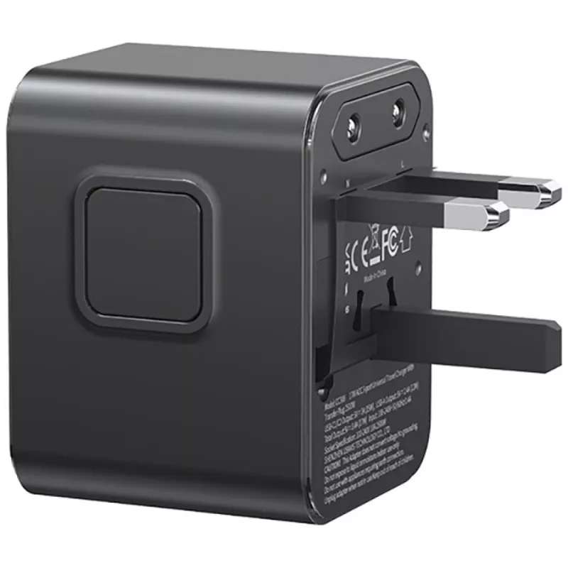USAMS Travel Adapter CC308 17W 4in1 US/AU/EU/UK Black