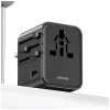 USAMS Travel Adapter CC308 17W 4in1 US/AU/EU/UK Black