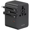 USAMS Travel Adapter CC310 70W 3xUSB-C US/AU/EU/UK Black